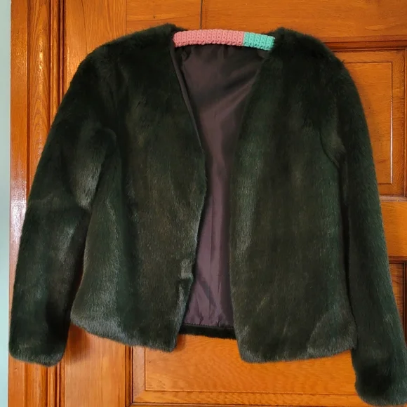 Green Faux Fur Coat - Picture 2 of 7